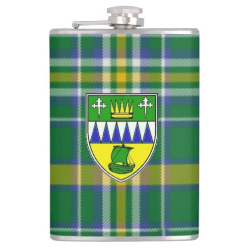 Irish County Kerry Tartan  Crest Hip Flask