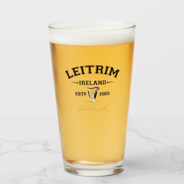 Irish County Leitrim Ireland Personalized Text Glass (Front Filled)