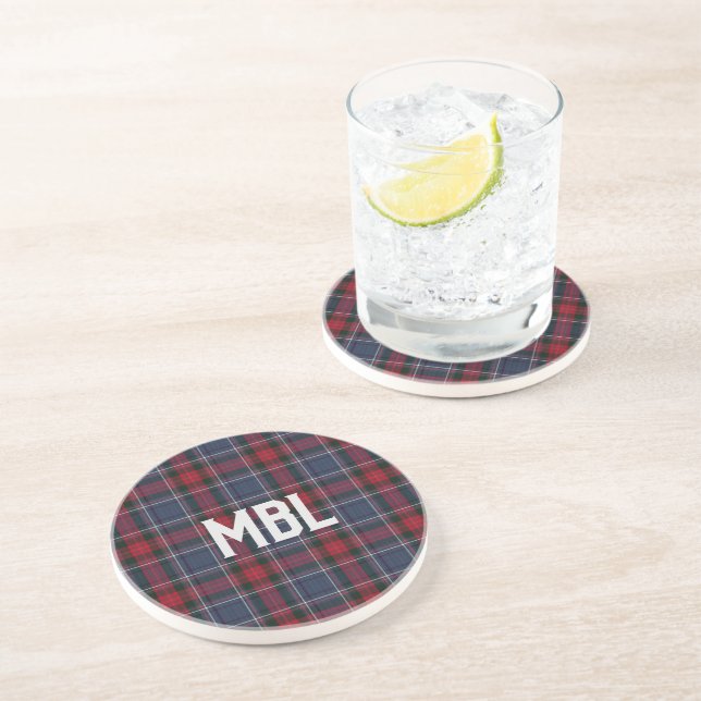 Irish County Louth Tartan Plaid Personalized  Coaster (Side)