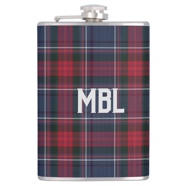 Irish County Louth Tartan Plaid Personalized   Flask (Front)
