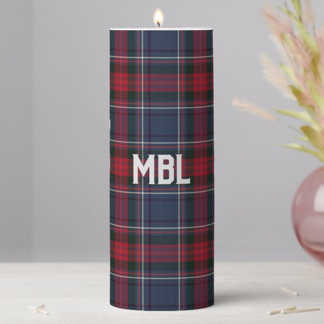 Irish County Louth Tartan Plaid Personalized Pillar Candle (In Situ)