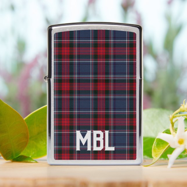 Irish County Louth Tartan Plaid Personalized  Zippo Lighter (On Table)