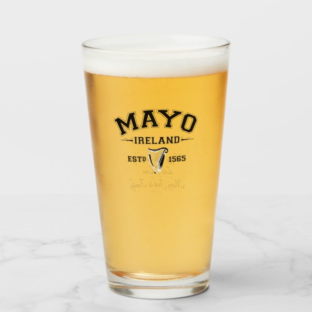 Irish County Mayo Ireland Personalized Text Glass (Front Filled)