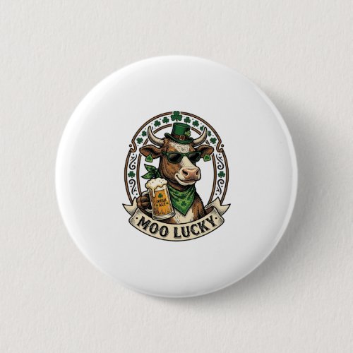 Irish Cow Shirt Vintage St Patrick Beer Design Button