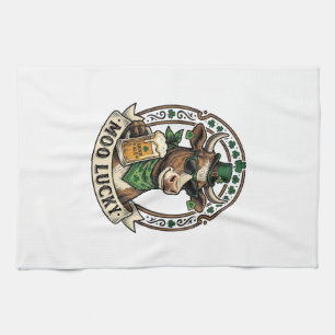 Irish Cow Shirt Vintage St Patrick Beer Design Kitchen Towel