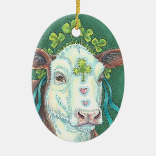 Irish Cow ST. PATRICK'S DAY HEIFER ORNAMENT Oval (Front)