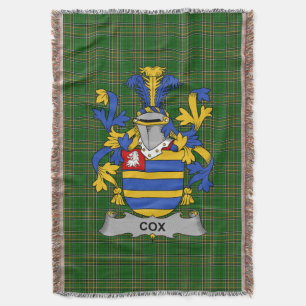  Irish Cox Coat of Arms Family Crest Ireland Throw Blanket