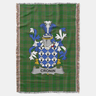 Irish Cronin or O_Cronin Coat of Arms Family Cres Throw Blanket