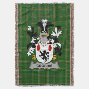 Irish Crosbie or McCrossan Coat of Arms Family Cr Throw Blanket