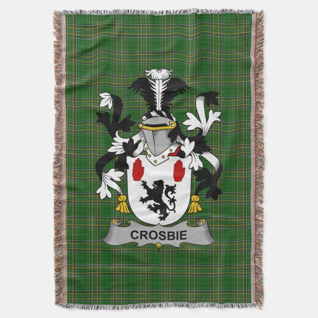  Irish Crosbie or McCrossan Coat of Arms Family Cr Throw Blanket (Front Vertical)