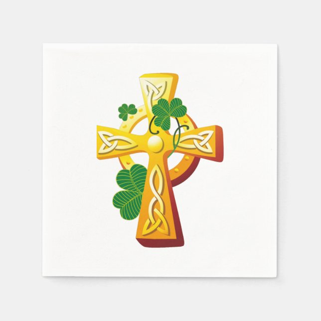 Irish Cross and Shamrocks St. Patrick's Day Napkins (Front)