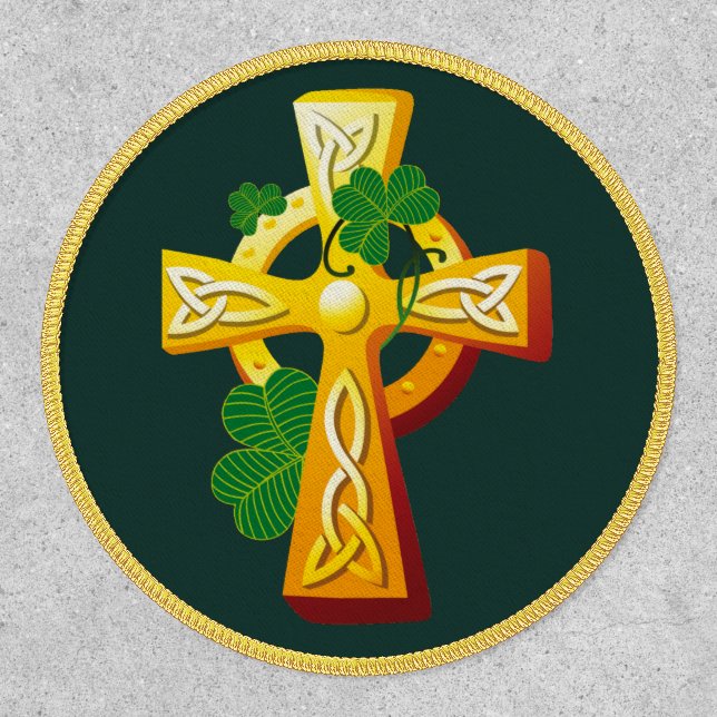 Irish Cross and Shamrocks St. Patrick's Day Patch (Front)