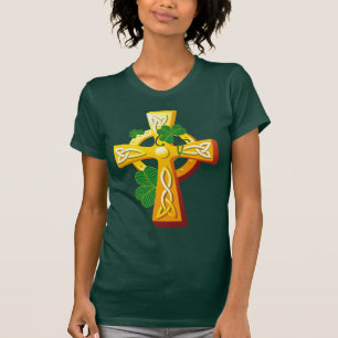 Irish Cross and Shamrocks St. Patrick's Day T-Shirt