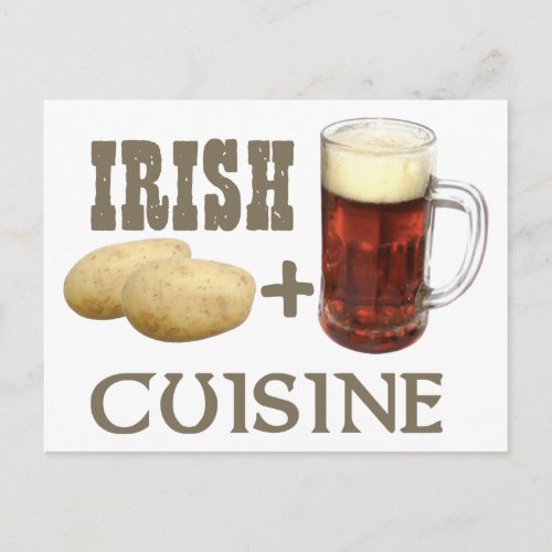 Irish Cuisine Potato  Beer Postcard