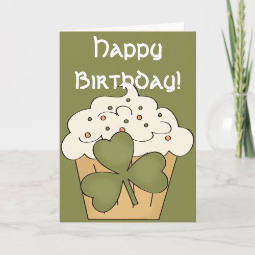 Irish Cupcake Happy March Birthday Card