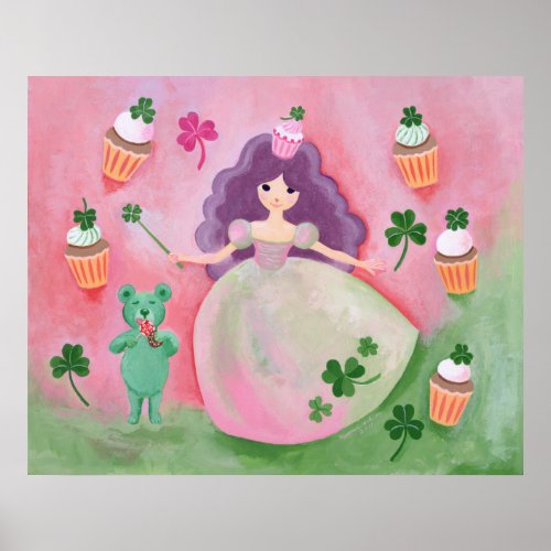 Irish Cupcake Princess Painting Poster