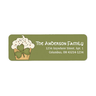 Irish Cupcake St. Patrick's Day Address Labels