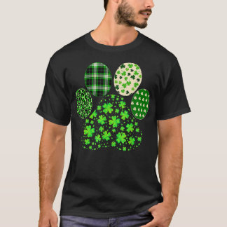 Irish Cute Dog Paw Clovers St Patrick's Day Lucky T-Shirt