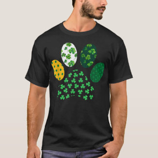 Irish Cute Dog Paw Clovers St Patrick's Day Lucky T-Shirt