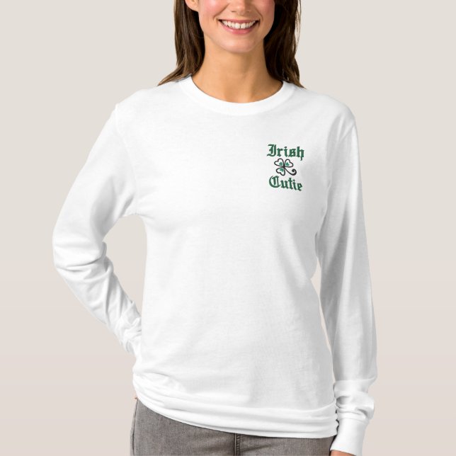 Irish Cutie Embroidered Apparel Long Sleeve T-Shirt (Front)