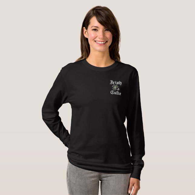 Irish Cutie Embroidered Apparel Long Sleeve T-Shirt (Front Full)