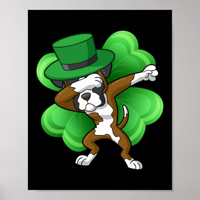 Irish Dabbing Leprechaun Boxer St Patricks Funny D Poster (Front)