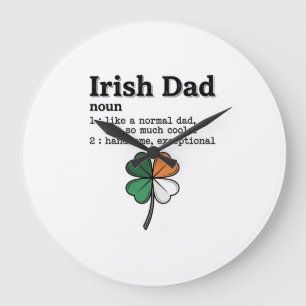 Irish Dad Funny Definition Clover Vintage Shirt Large Clock