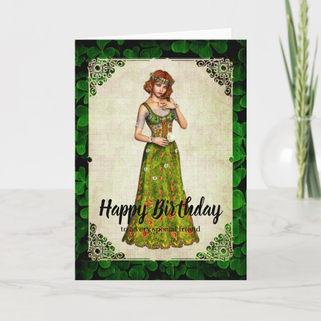 Irish Daisy Girl Birthday Card (Front)