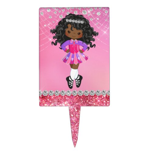 Irish Dance African American Pink Purple Cake Topper