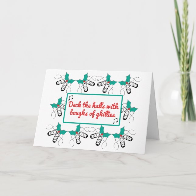 Irish Dance Christmas Card - Ghillies and Holly (Front)