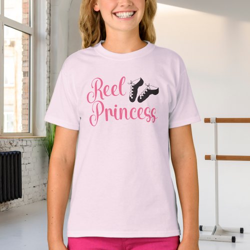 Irish Dance Cute Pink Reel Princess Soft Shoes T_Shirt