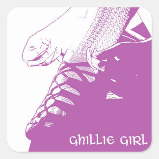 Irish Dance Ghillie Girl Pink Square Sticker