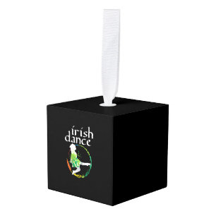 Irish Dance Girl Colors St Patricks Day Ceili Danc Cube Ornament