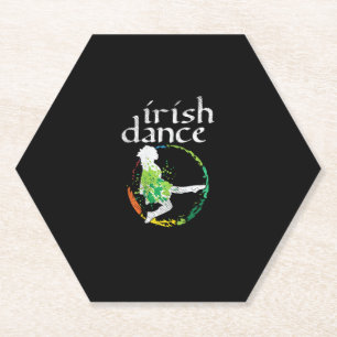 Irish Dance Girl Colors St Patricks Day Ceili Danc Paper Coaster