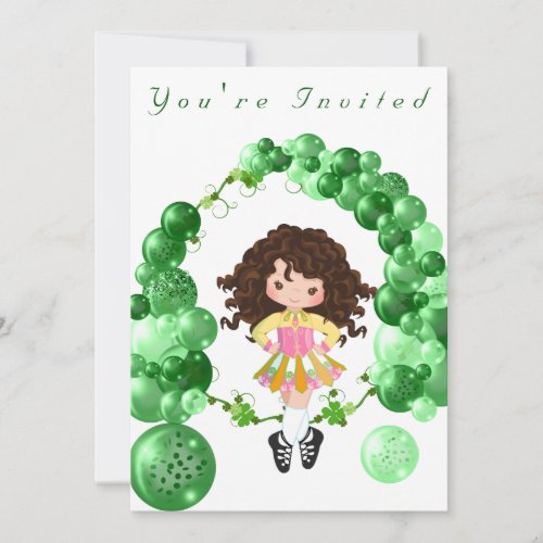 Irish Dance Green Balloon Arch Birthday Party Invitation