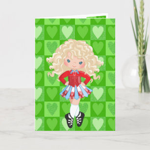 Irish Dance Green Monochrome Heart Valentine's Day Holiday Card