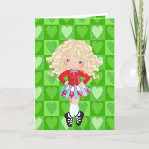 Irish Dance Green Monochrome Heart Valentines Day Holiday Card