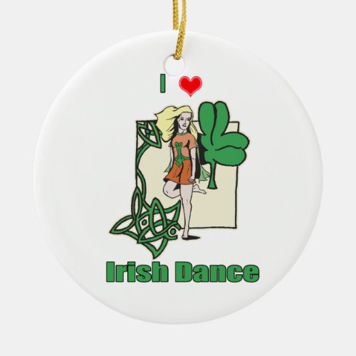 Irish dance heart ceramic ornament