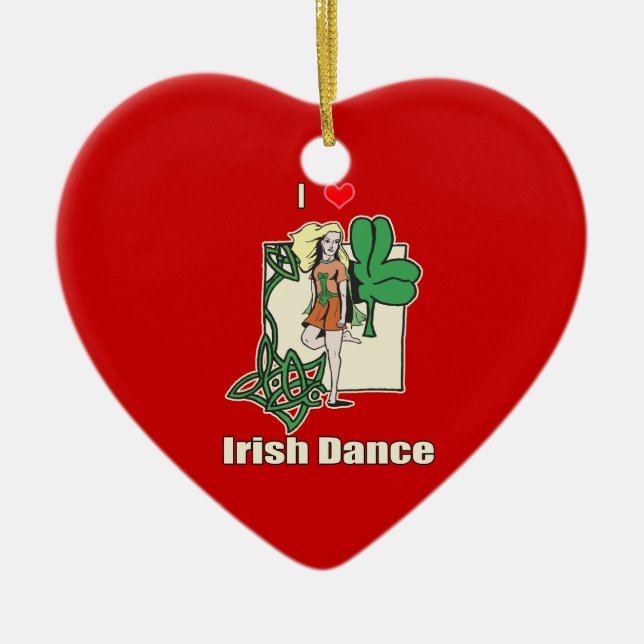 Irish dance heart ceramic ornament (Front)
