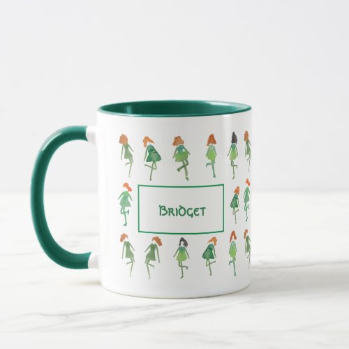 Irish Dance Personalized Girly Hand_Drawn Green Mug