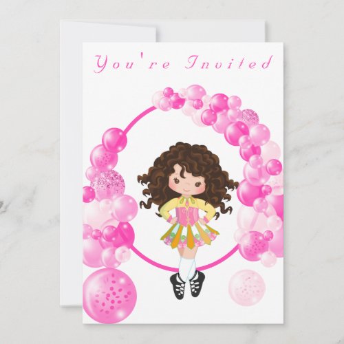 Irish Dance Pink Balloon Arch Birthday Party Invitation