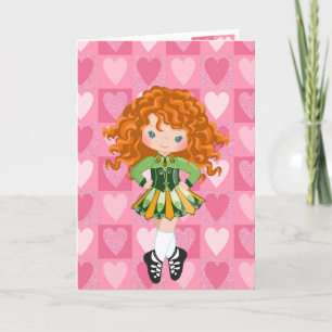 Irish Dance Pink Monochrome Heart Valentine's Day Holiday Card