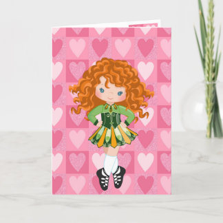 Irish Dance Pink Monochrome Heart Valentine's Day Holiday Card
