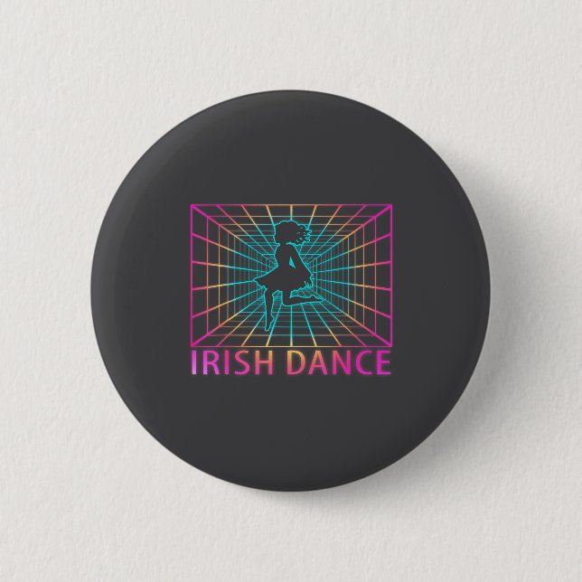 Irish Dance Retro Dancer Gift  Button (Front)