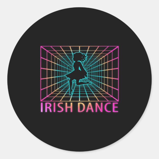 Irish Dance Retro Dancer Gift  Classic Round Sticker (Front)