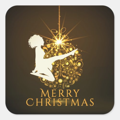 Irish Dance Soft Shoe Golden Christmas Square Sticker