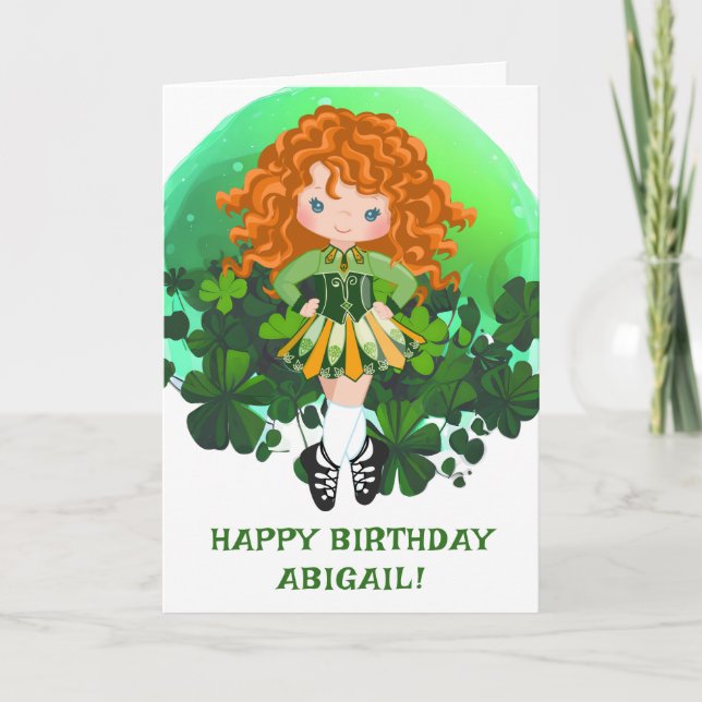 Irish Dance St. Patrick's Day Clovers Birthday  Card (Front)