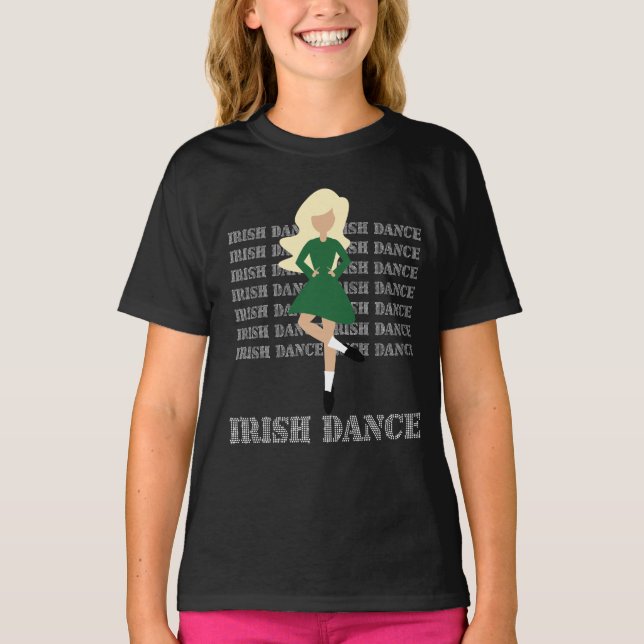 Irish Dance Typography Blond Hair Irish Dancer T-Shirt (Front)