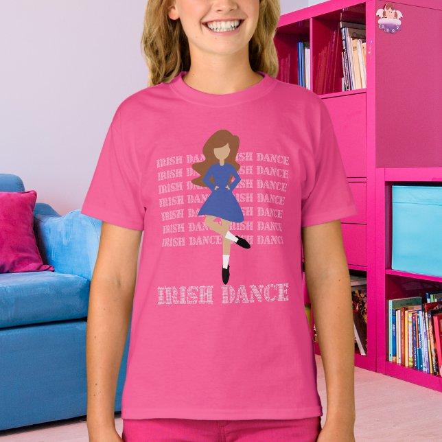 Irish Dance Typography Brown Hair Irish Dance T-Shirt (Creator Uploaded)