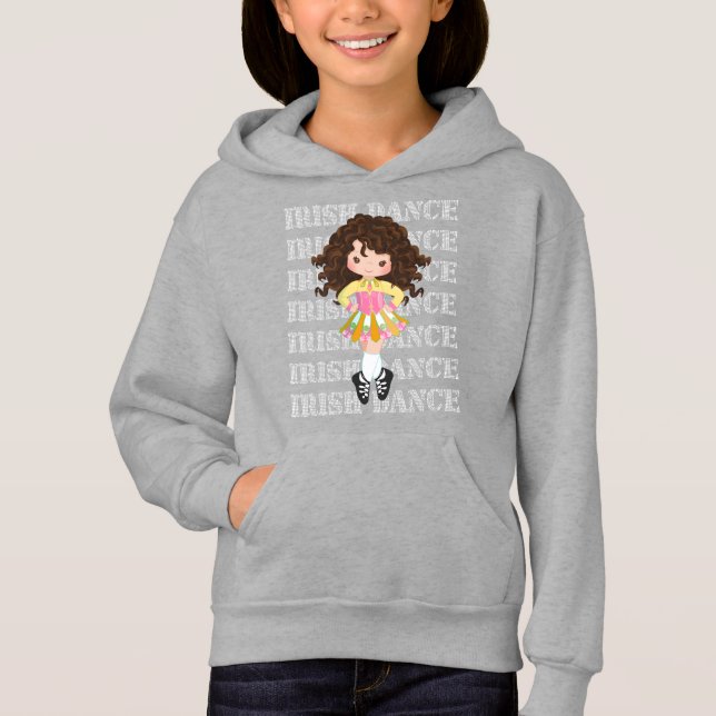 Irish Dance Typography Cute Girl in Solo Dress Hoodie (Front)
